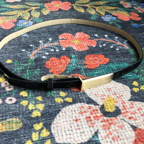 LOFT | Accessories | Loft Black Velvet Belt With Flat Gold  display picture 1